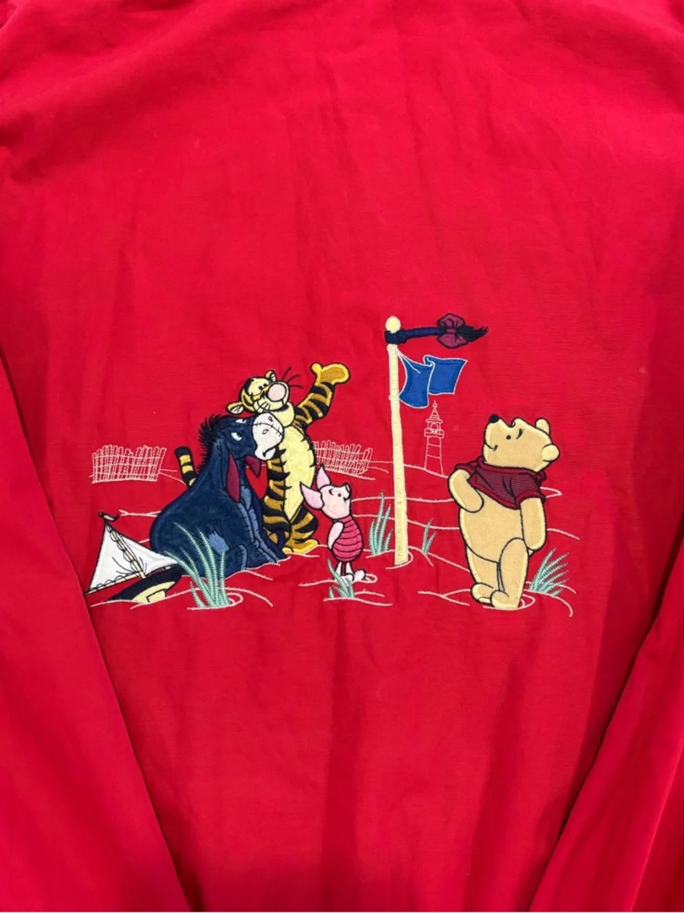 Vintage Disney Parks Winnie The Pooh Misty Cove Red Parka Raincoat Unisex Y2K - Picture 2 of 9